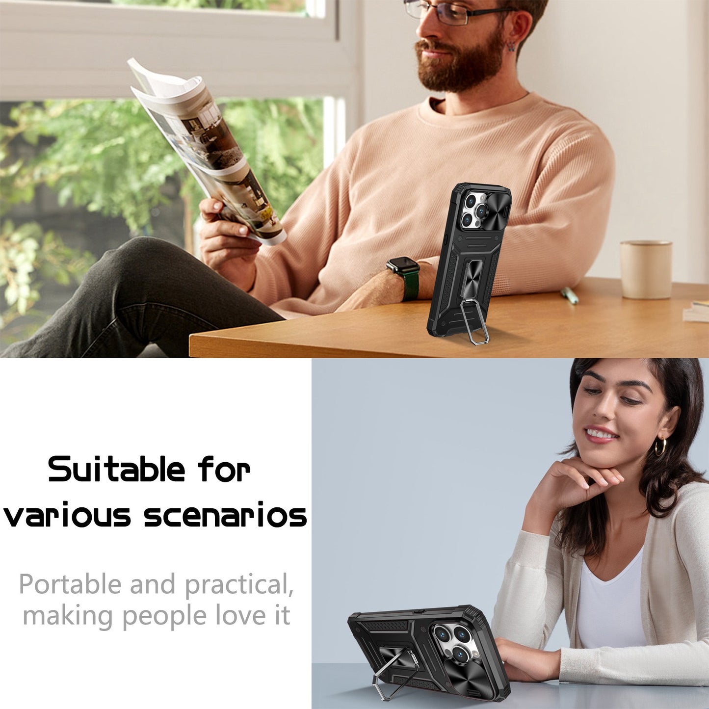 Lens protection anti-fall ring bracket phone case