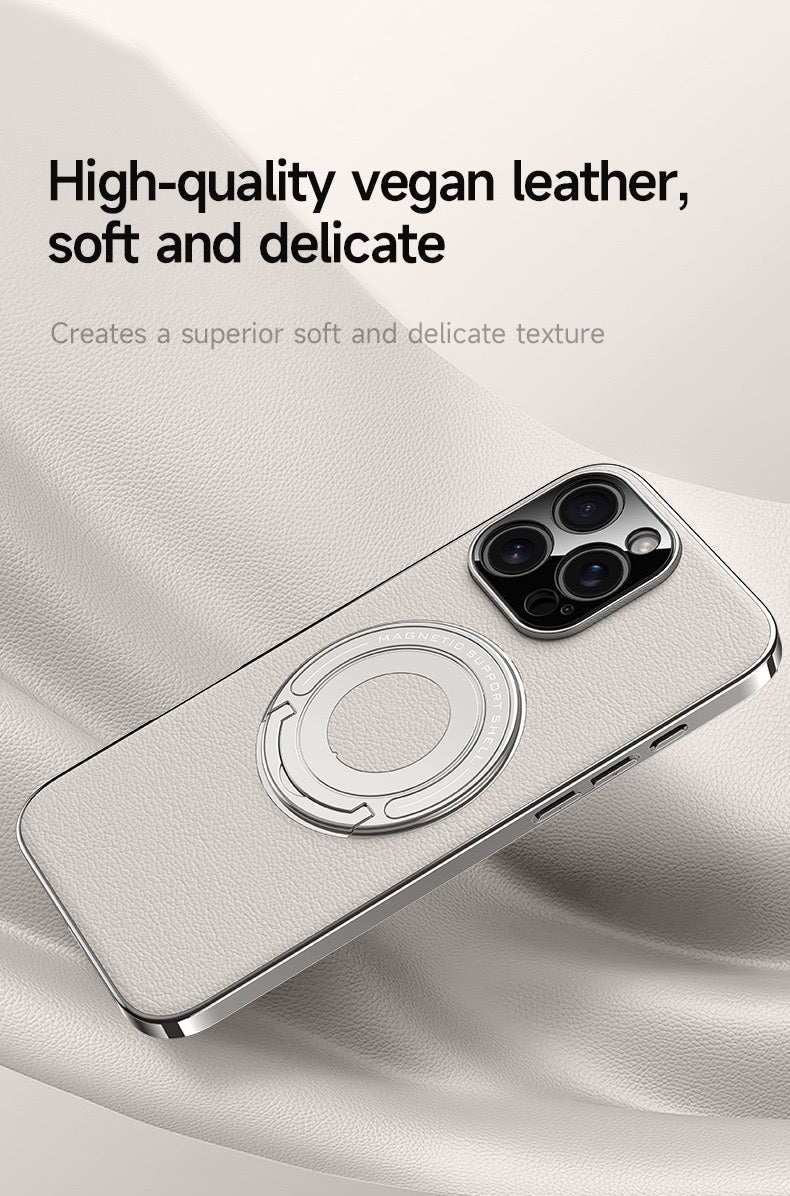 Hidden Bracket Magnetic Leather Pivot Case