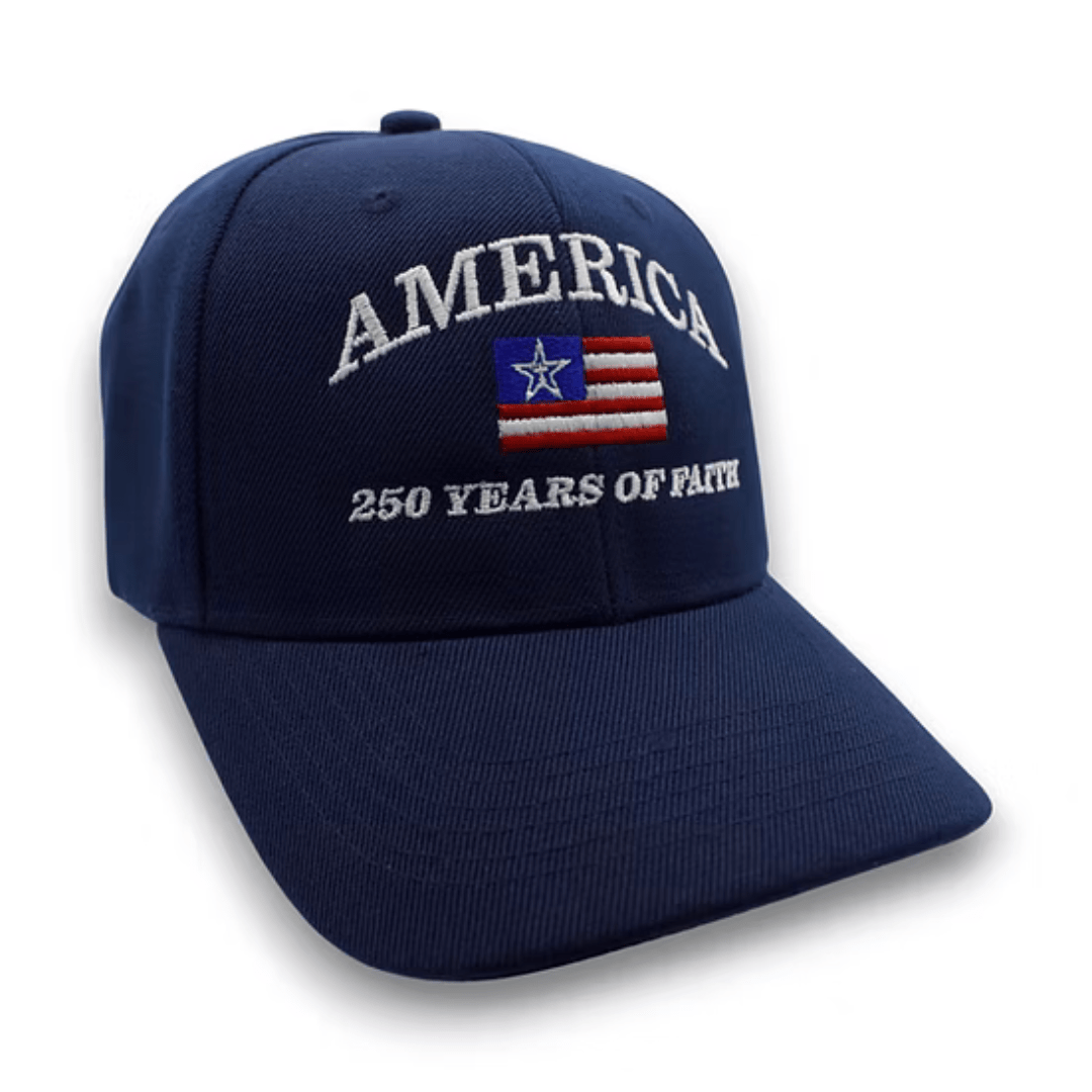 America “250 Years of Faith” Premium Embroidered Hat (Navy)
