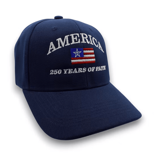 America โ250 Years of Faithโ Premium Embroidered Hat (Navy)
