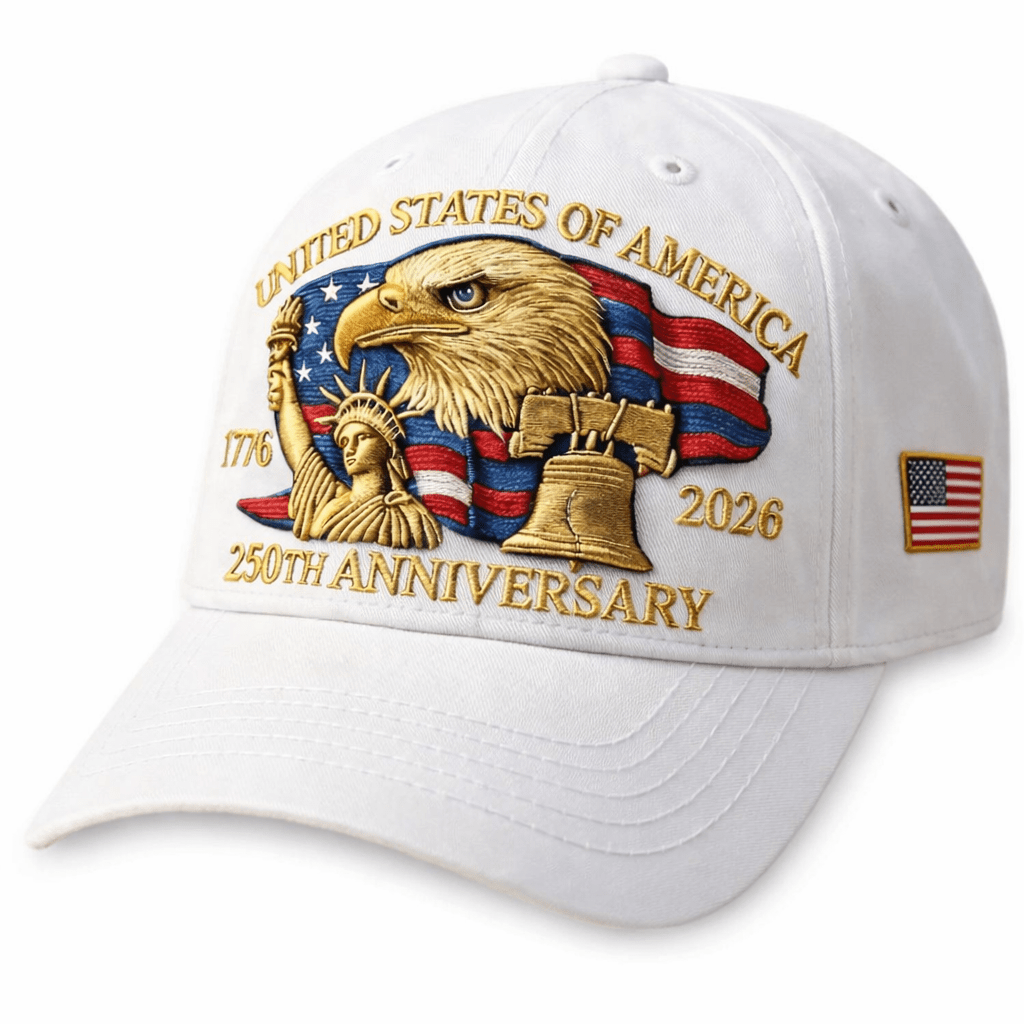 America 250th Commemorative Patriotic Hat – 1776–2026 Edition (White)
