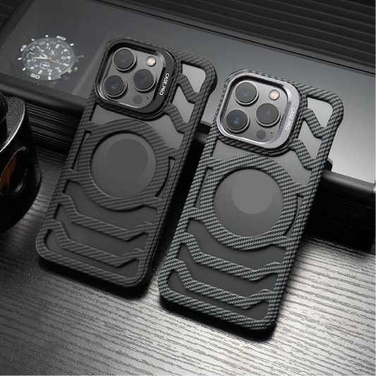 Carbon Fiber Hollow Frameless Lens Holder Magnetic Mobile Phone Case