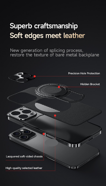 Hidden Bracket Magnetic Leather Pivot Case