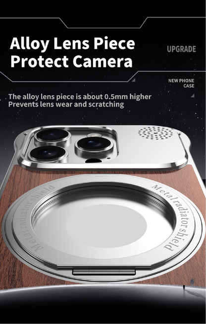 Walnut Metal Frameless Rotating Stand Magnetic Phone Case