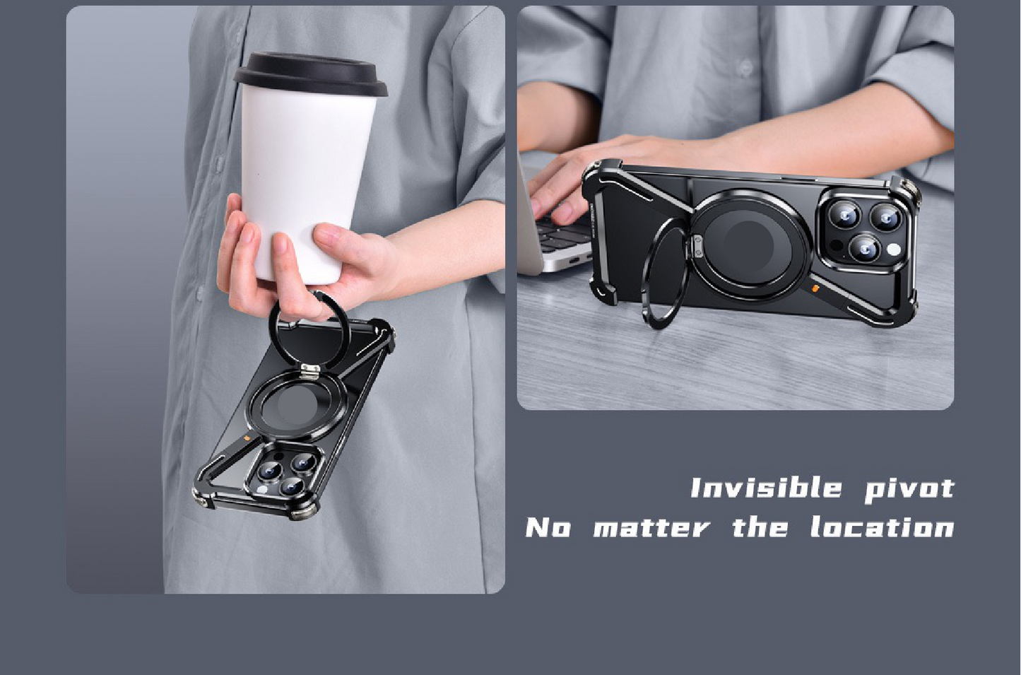 Creative Z-shaped Metal Rotating Stand Magnetic Phone Case