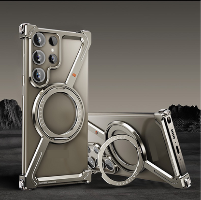 Creative Z-shaped Metal Rotating Stand Magnetic Phone Case