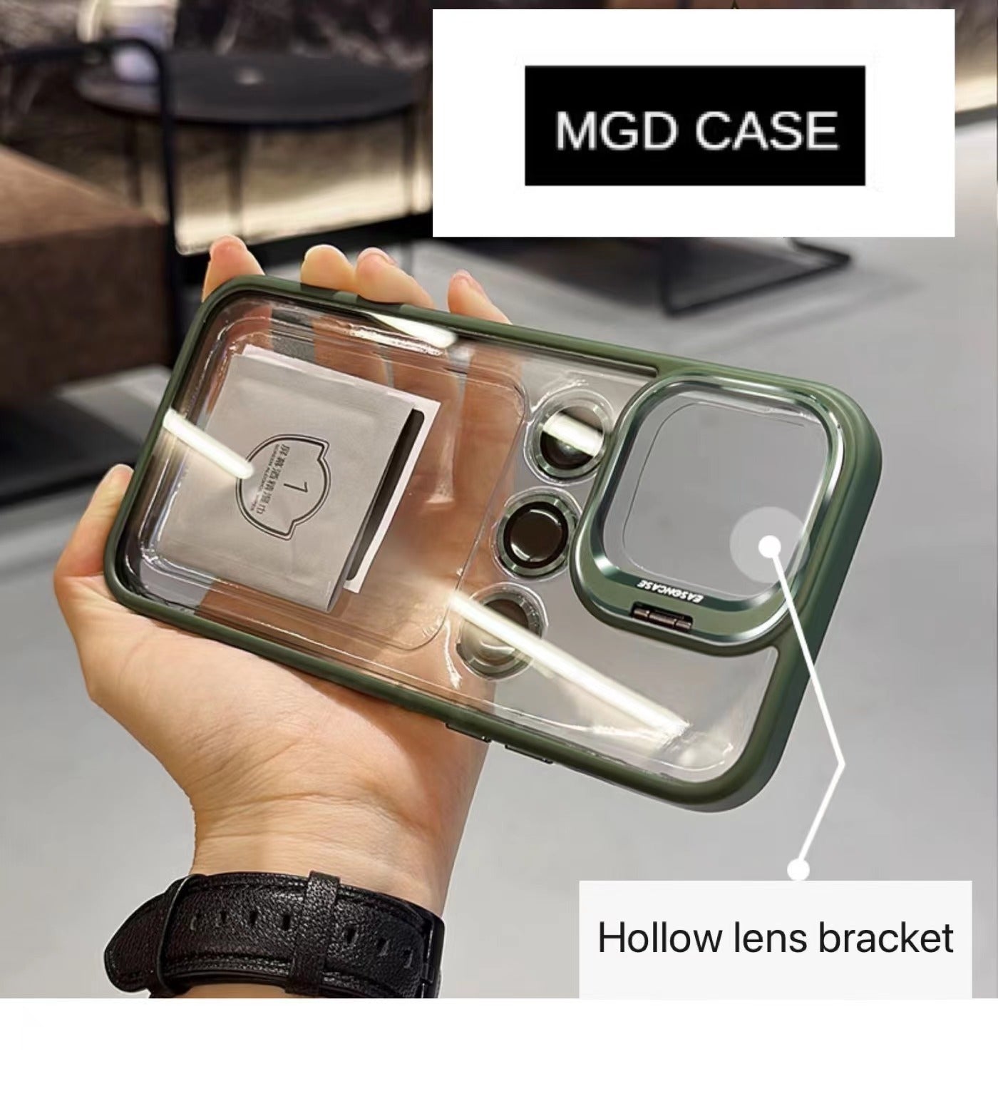 Invisible lens holder mobile phone case