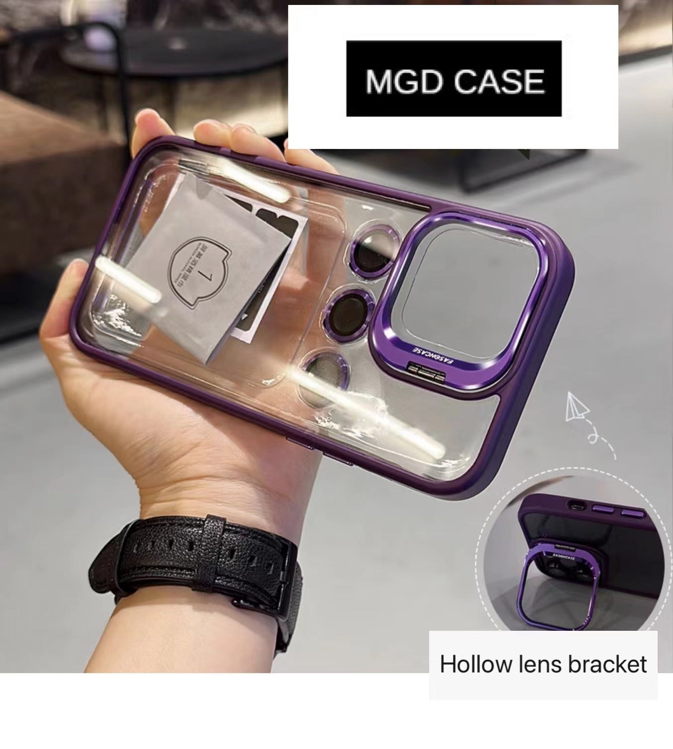 Invisible lens holder mobile phone case