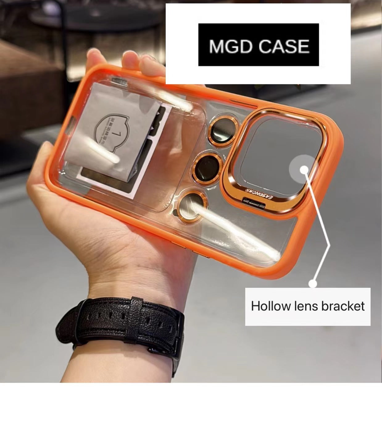 Invisible lens holder mobile phone case