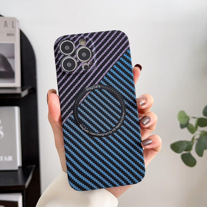 Fully wrapped carbon fiber pattern magnetic mobile phone case