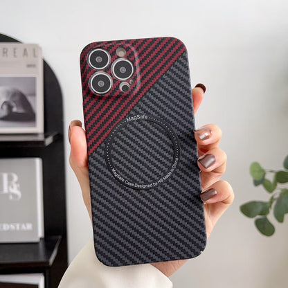 Fully wrapped carbon fiber pattern magnetic mobile phone case