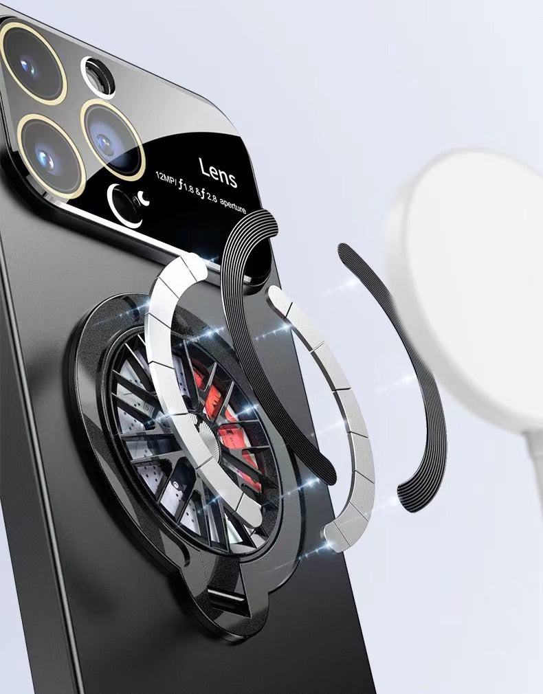 Lens protection rotating gyroscope phone case
