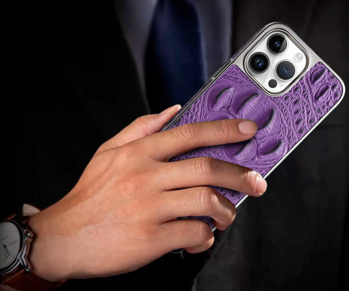 New Genuine Leather Crocodile Pattern Phone Case