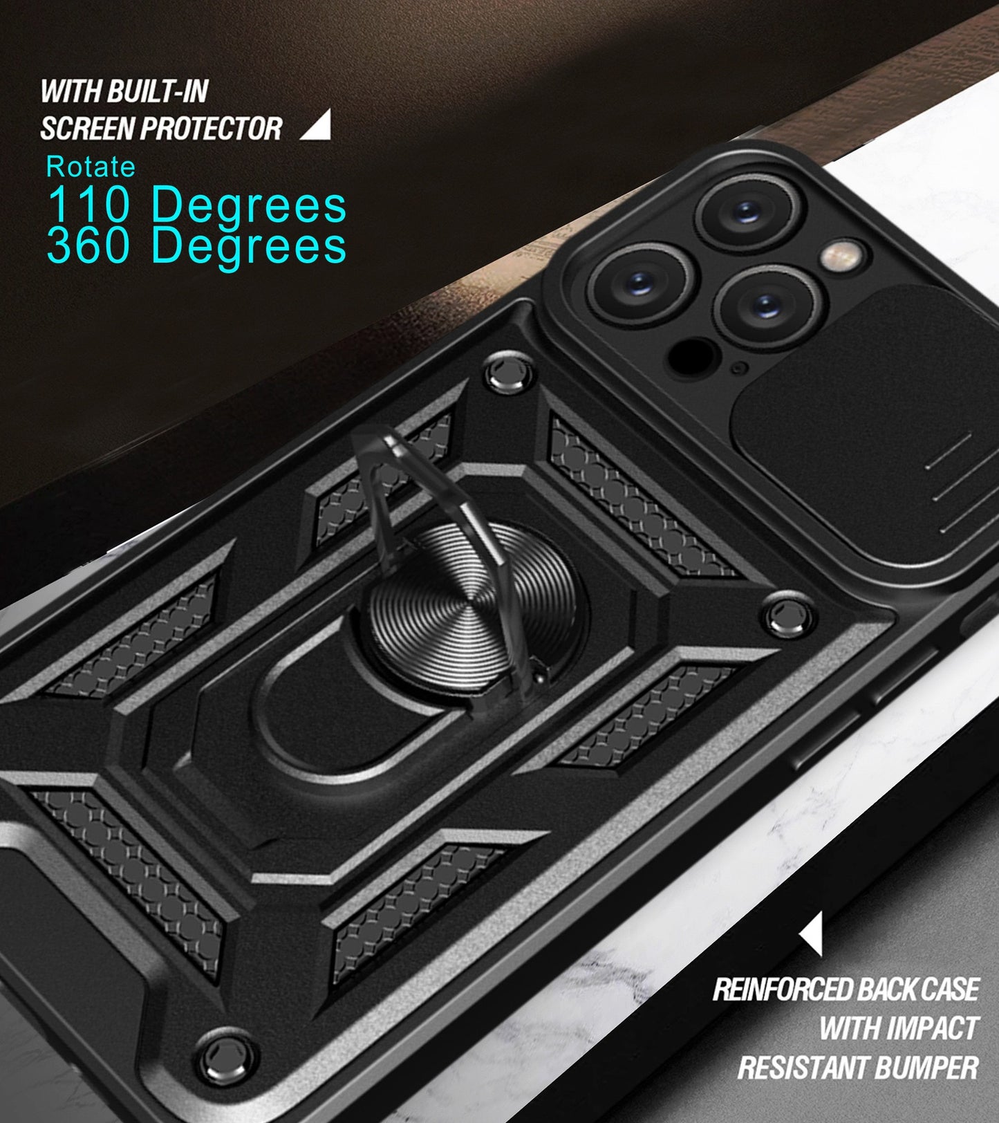 Mecha sliding cover lens protective phone case