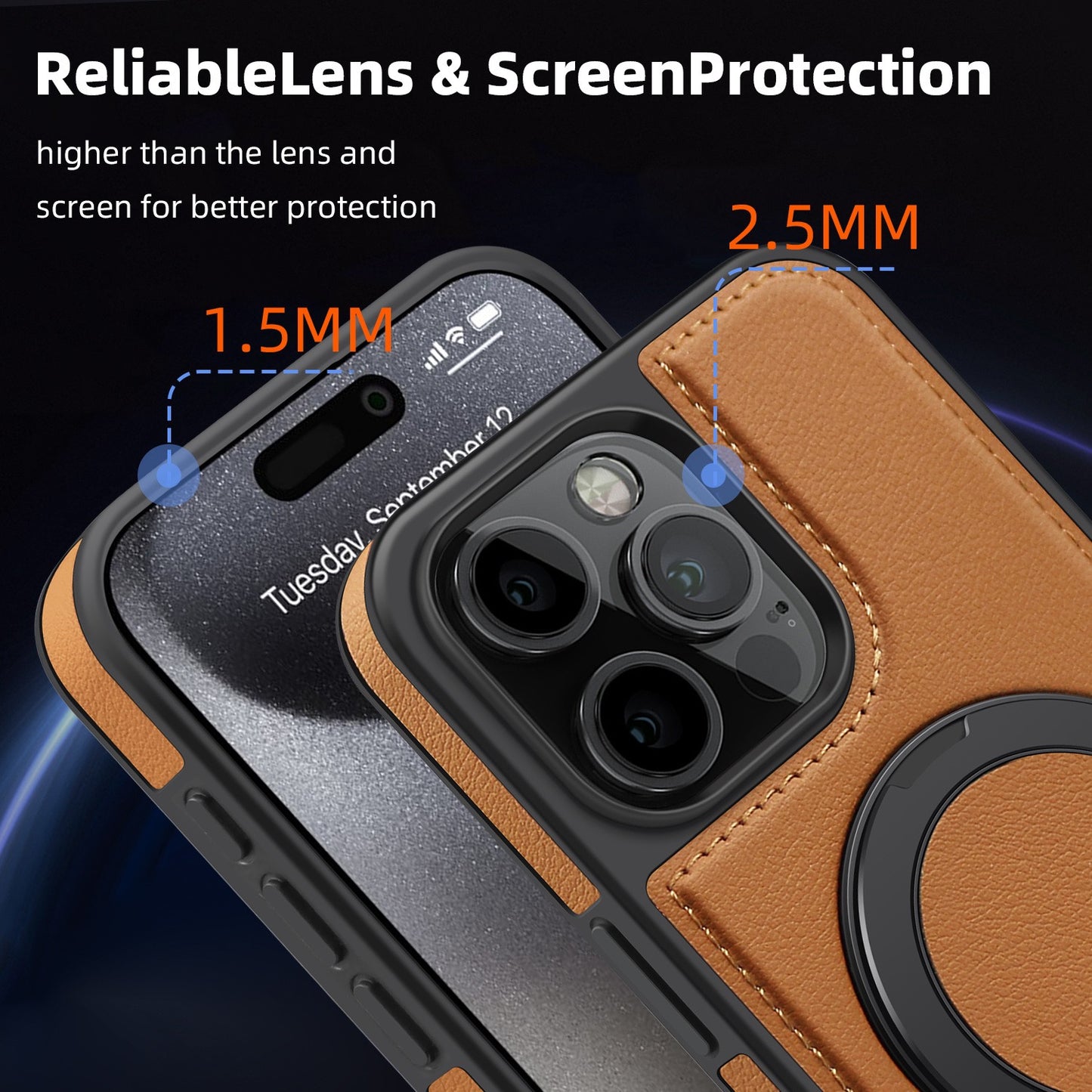 360 Degree Rotating Magnetic Stand Leather Phone Case