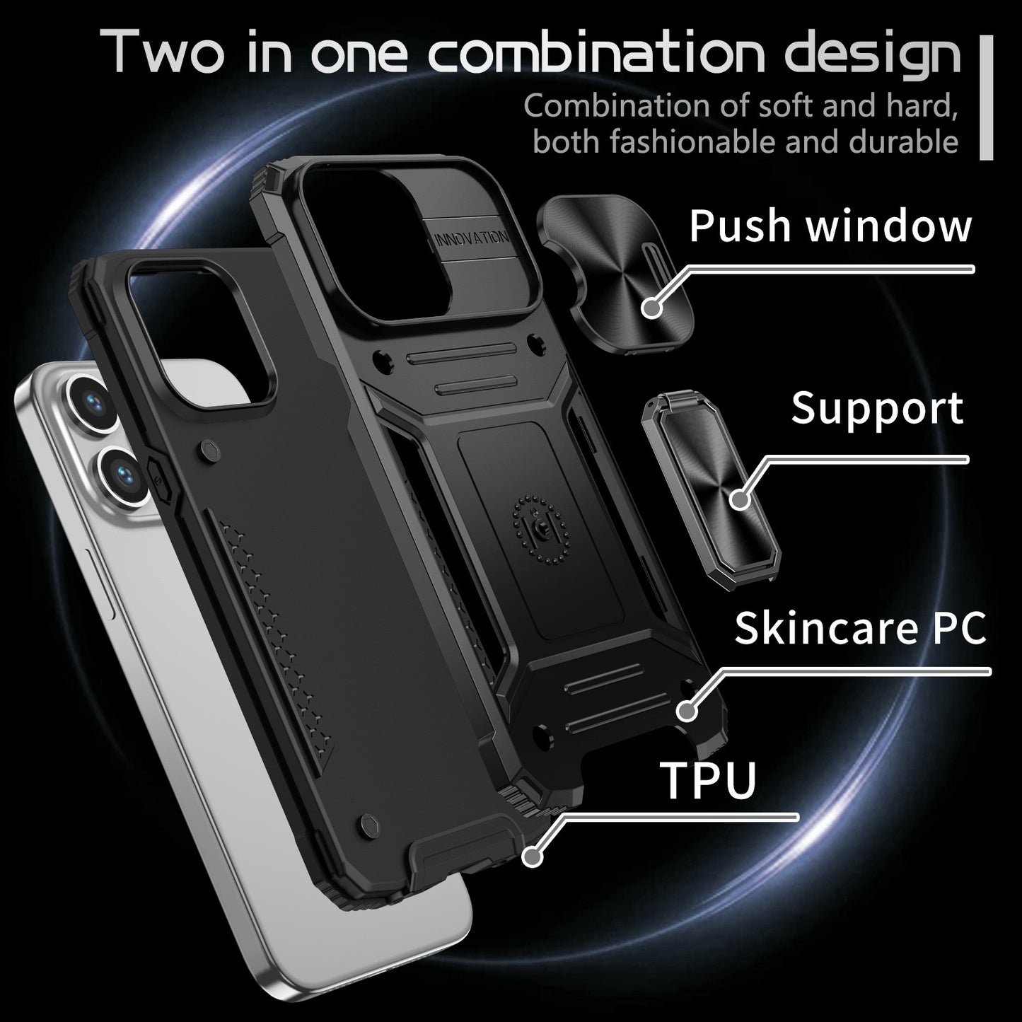 Lens protection anti-fall ring bracket phone case