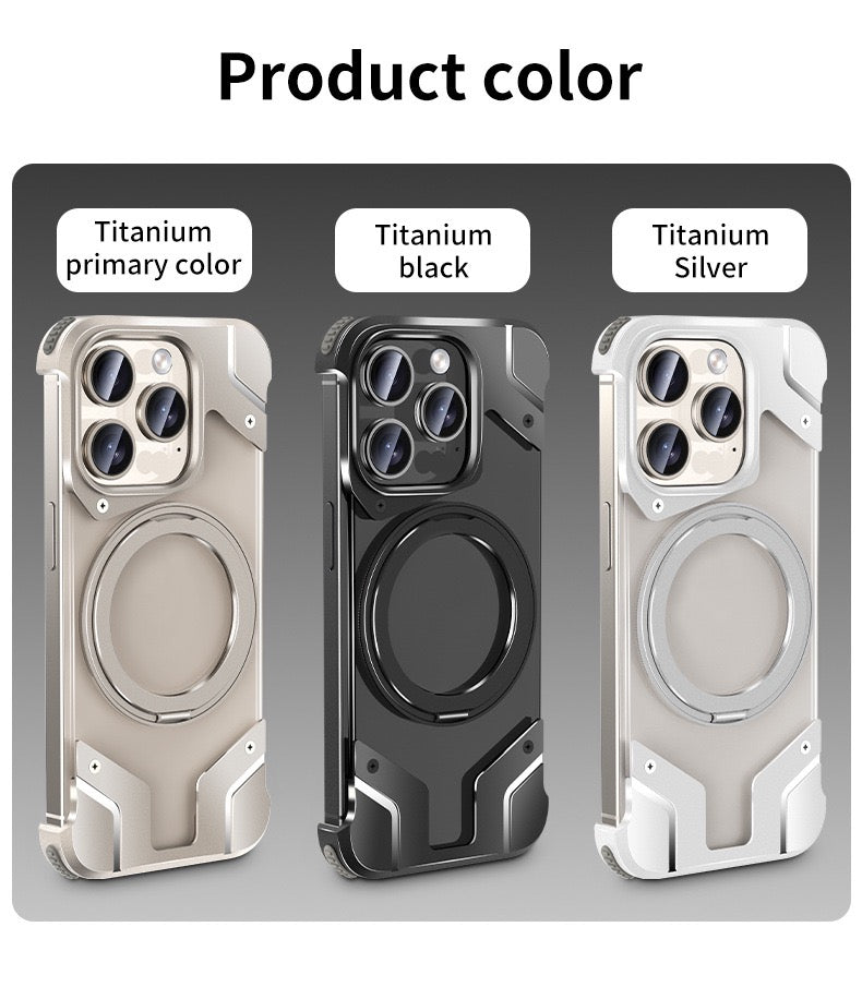 Metal Mecha Frameless Magnetic Bracket Phone Case