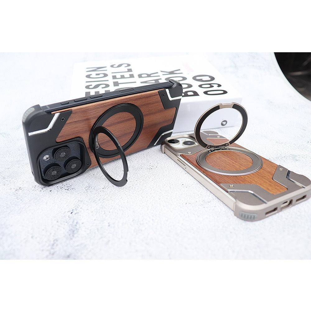 Metal Mecha Frameless Magnetic Bracket Phone Case