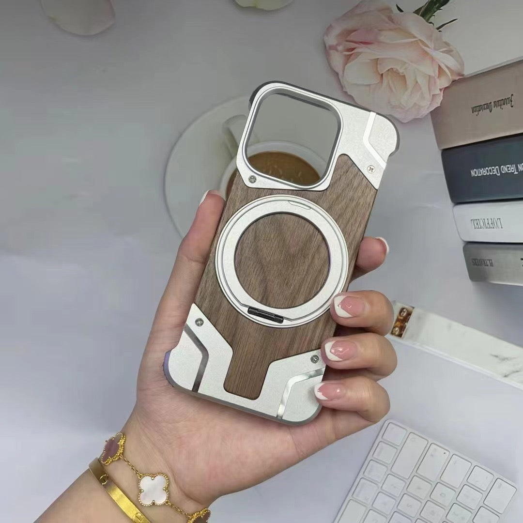 Metal Mecha Frameless Magnetic Bracket Phone Case