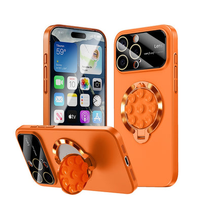 Large window lens protection suction cup magnetic stand phone case