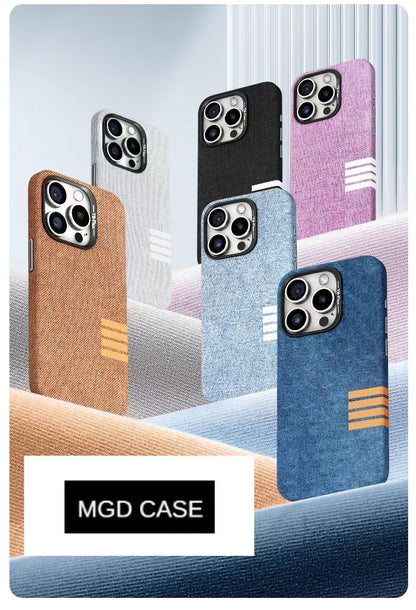 Retro Linen Fabric Non-slip Sweat-absorbent Magnetic Phone Case