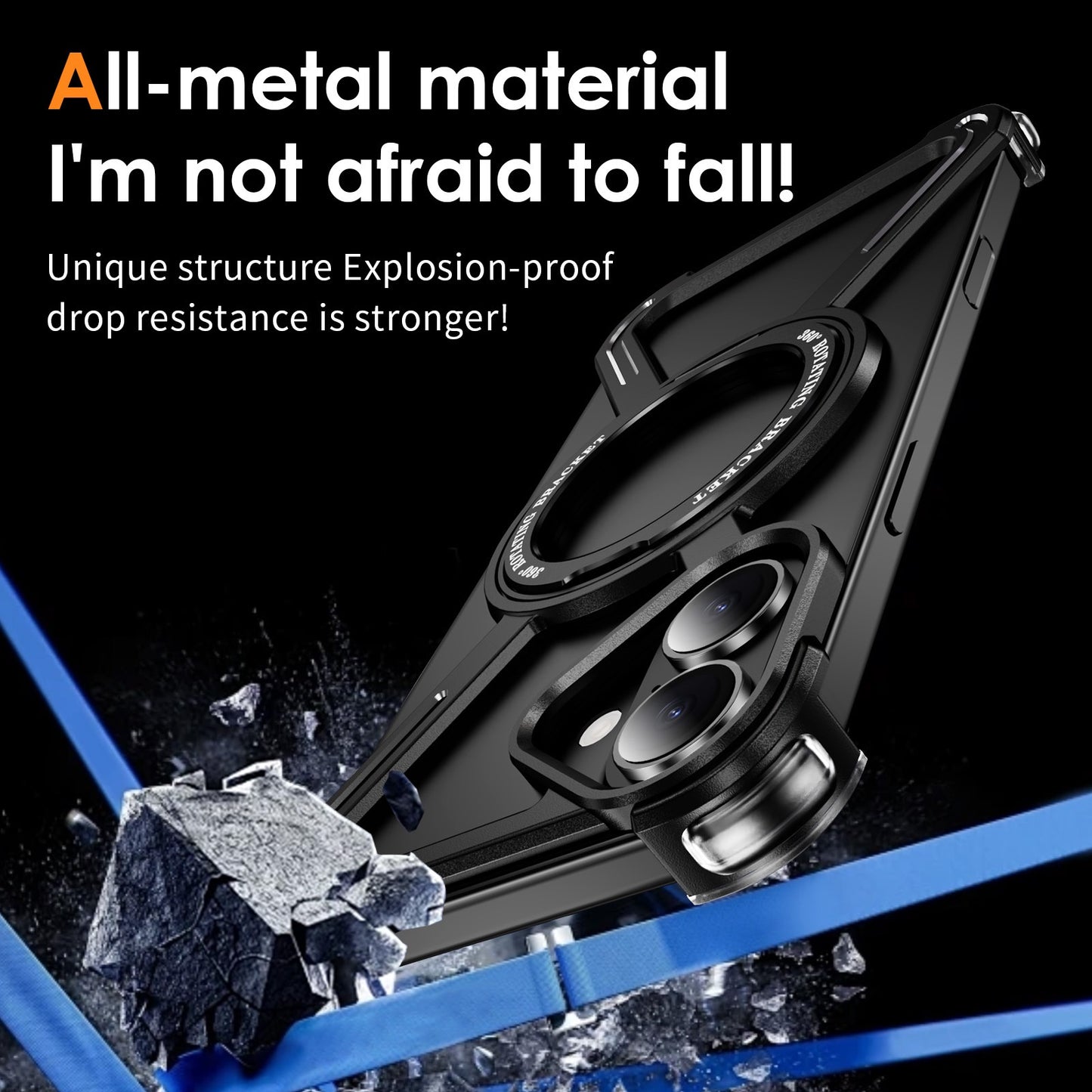 New Skeleton Metal Rotating Bracket Magnetic Phone Case