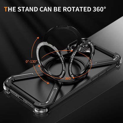 New Skeleton Metal Rotating Bracket Magnetic Phone Case