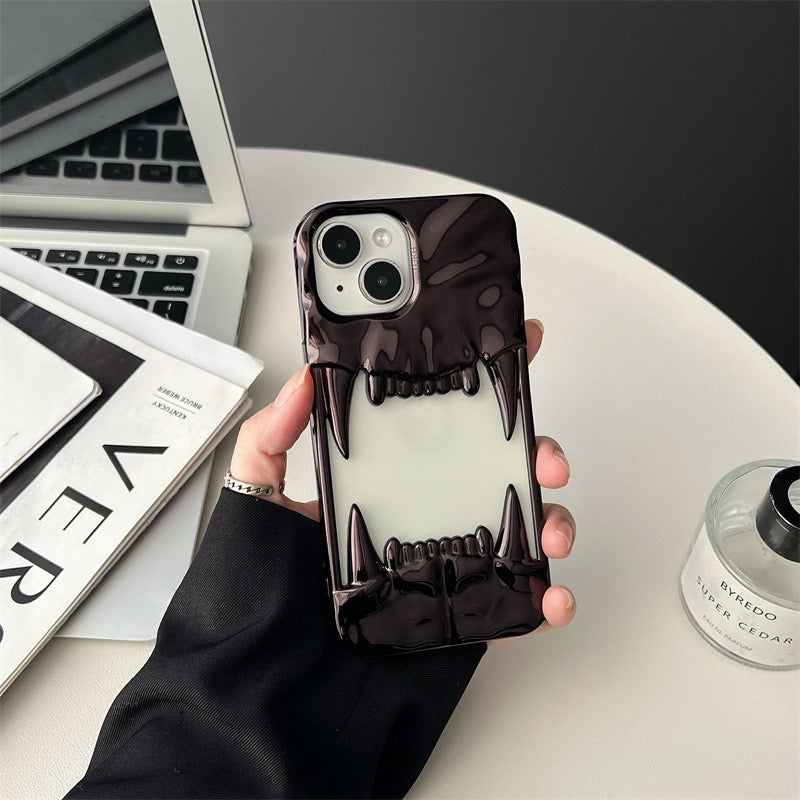 New Cool Hollow Skull Tiger Tooth Shape Mobile Phone Case