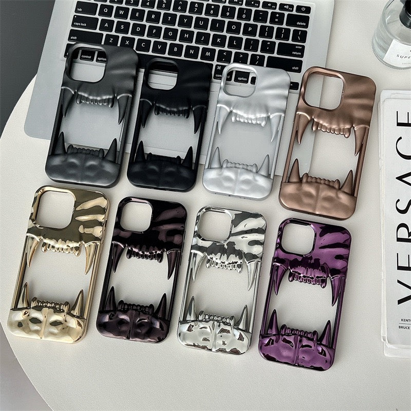 New Cool Hollow Skull Tiger Tooth Shape Mobile Phone Case