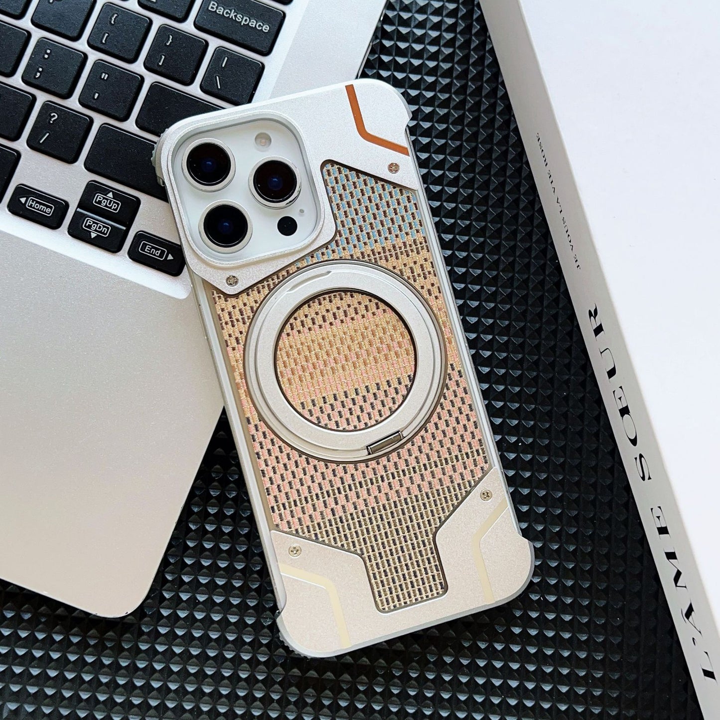 Gold wire silver aluminum alloy heat dissipation bracket magnetic mobile phone case