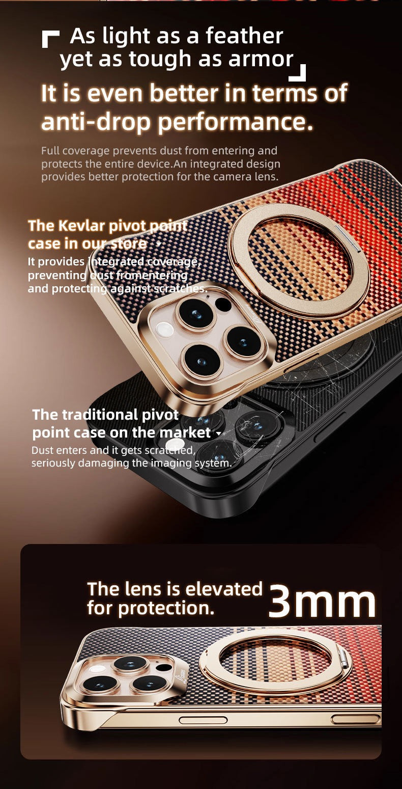 Kevlar Elegant Magnetic Rotating Bracket Phone Case