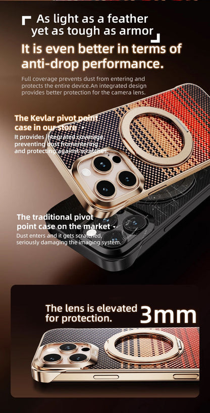Kevlar Elegant Magnetic Rotating Bracket Phone Case