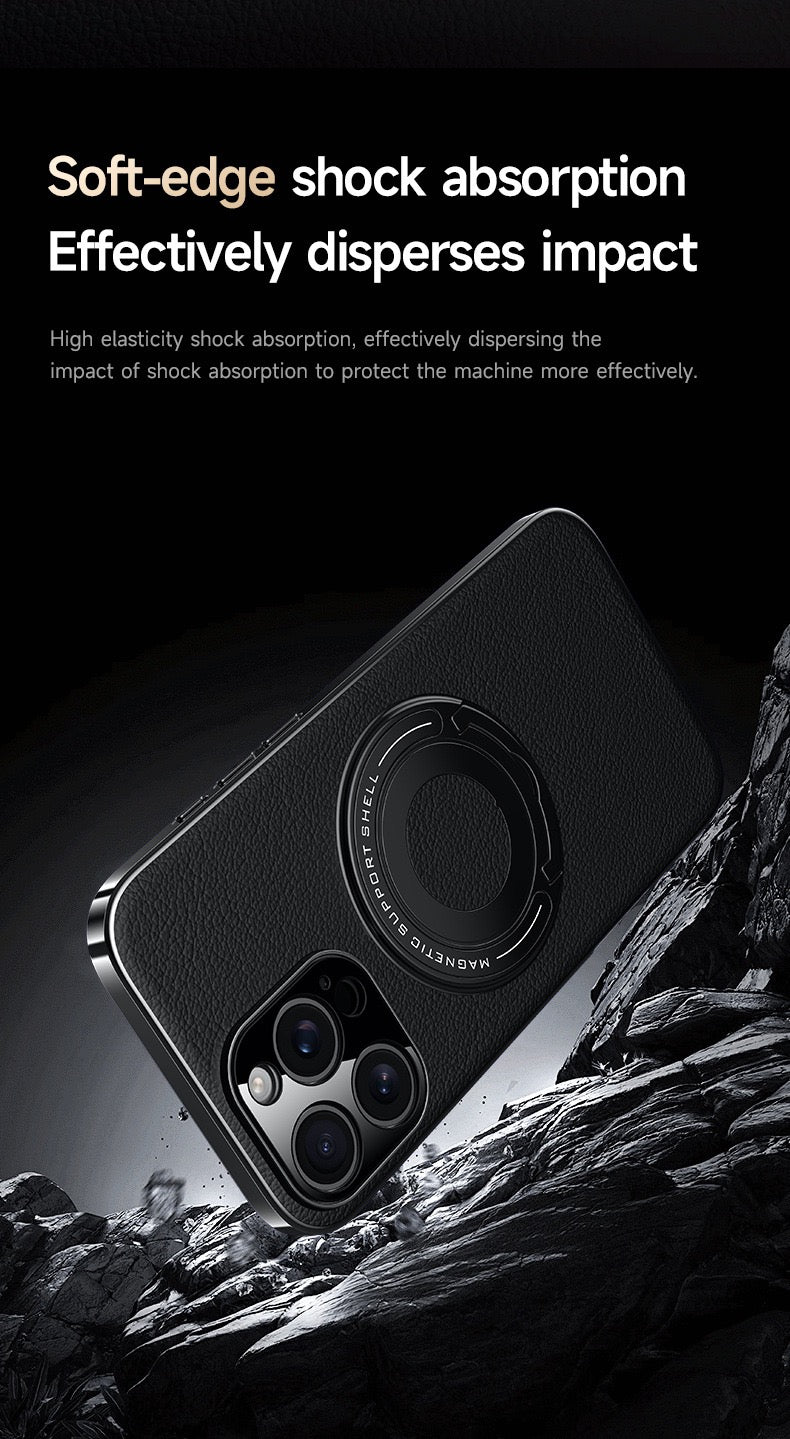Hidden Bracket Magnetic Leather Pivot Case