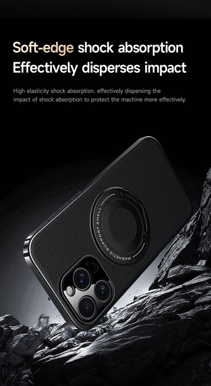 Hidden Bracket Magnetic Leather Pivot Case
