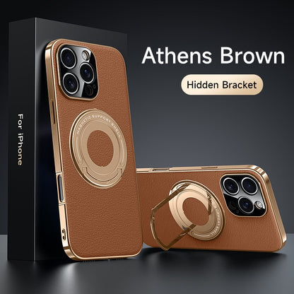 Hidden Bracket Magnetic Leather Pivot Case