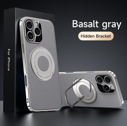 Hidden Bracket Magnetic Leather Pivot Case