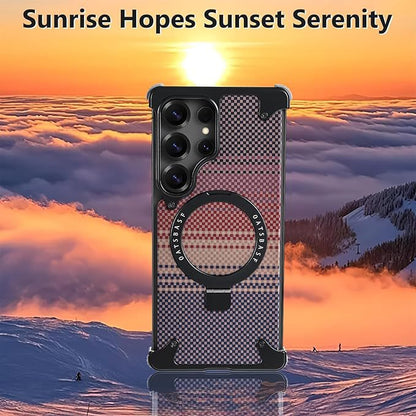 Kevlar Carbon Fiber Pattern Magnetic Bracket Phone Case