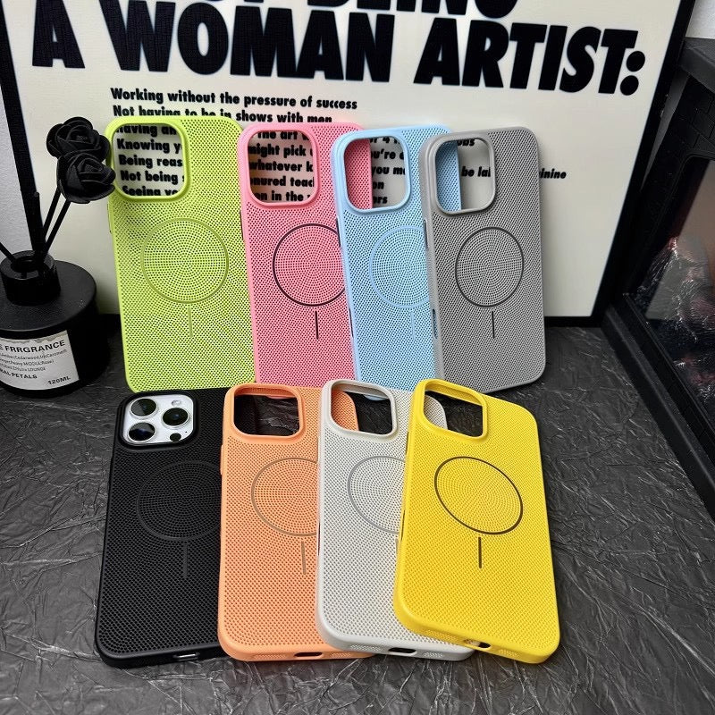 New summer breathable heat dissipation mesh magnetic suction anti-fall mobile phone case
