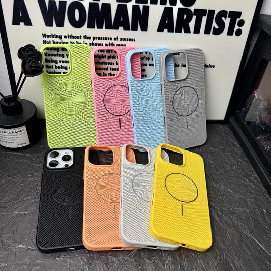 New summer breathable heat dissipation mesh magnetic suction anti-fall mobile phone case
