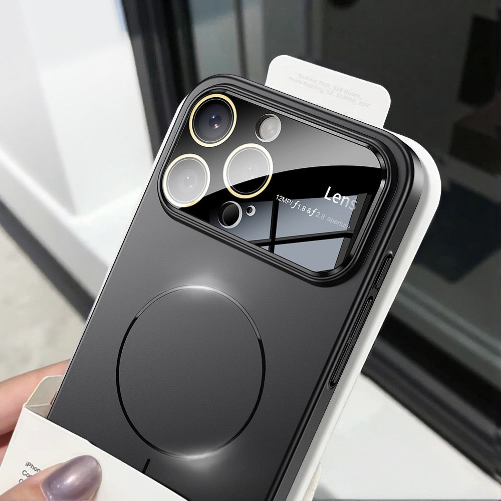 Large window lens protection high gloss magnetic phone case
