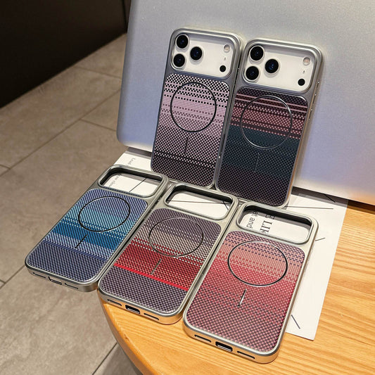 New Large Window Carbon Fiber Pattern Magnetic Phone Case