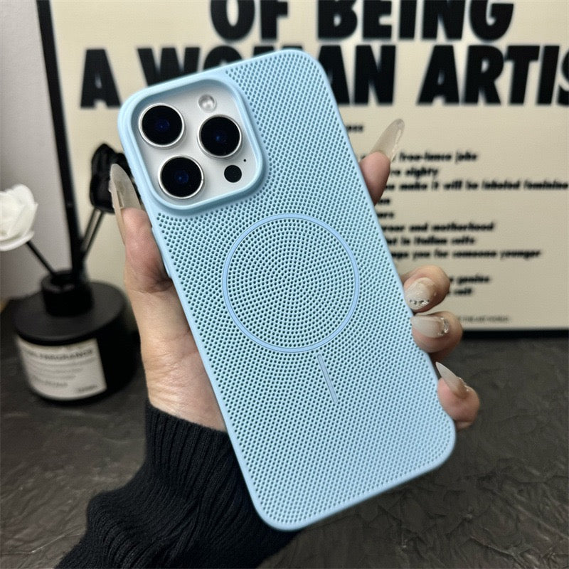 New summer breathable heat dissipation mesh magnetic suction anti-fall mobile phone case
