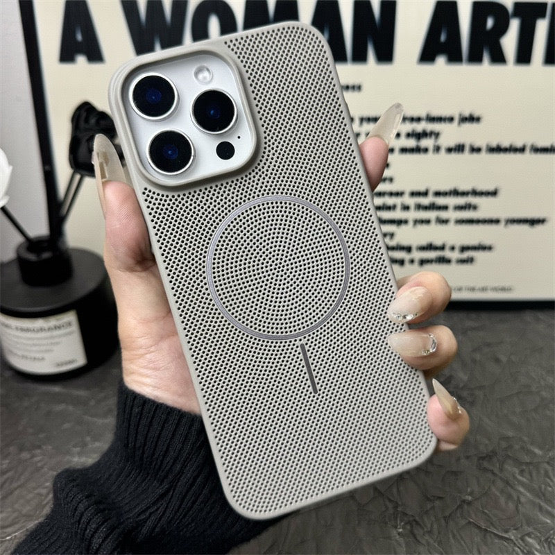 New summer breathable heat dissipation mesh magnetic suction anti-fall mobile phone case