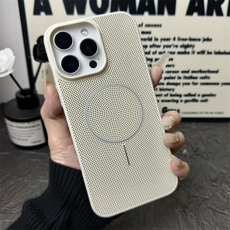 New summer breathable heat dissipation mesh magnetic suction anti-fall mobile phone case
