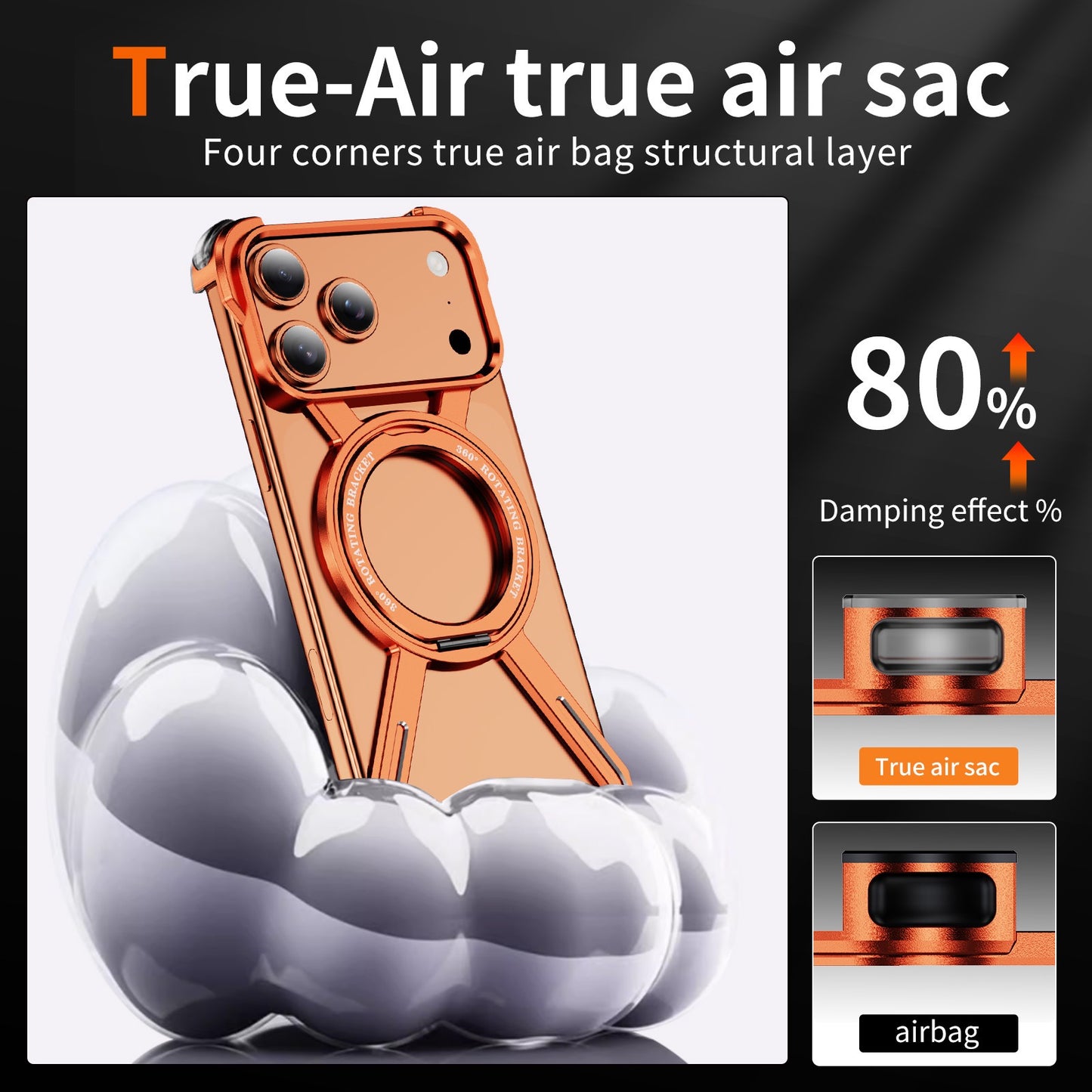 New Skeleton Metal Rotating Bracket Magnetic Phone Case