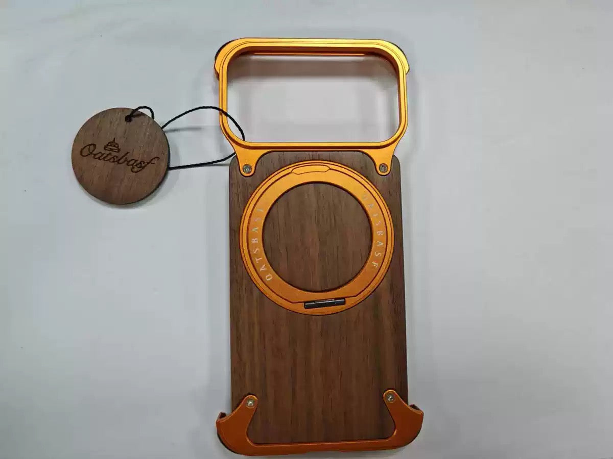 Luxury Designed Magnetic Walnut Metal Phone Case