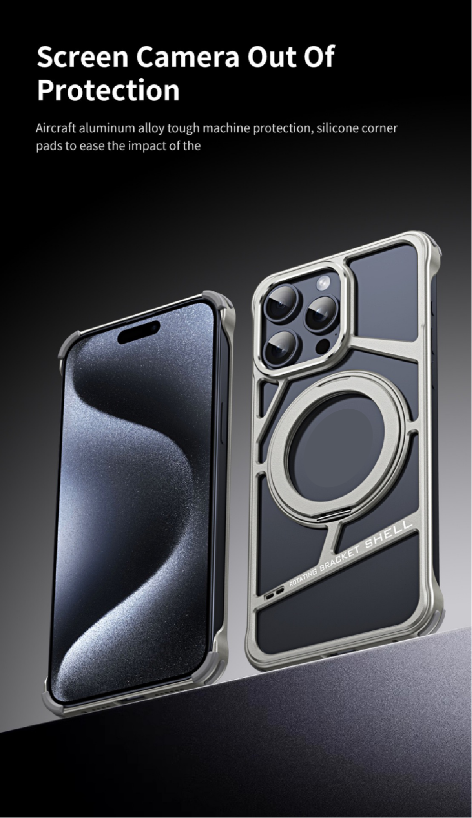 Magnetic Heat Dissipation Metal Rotating Stand Phone Case