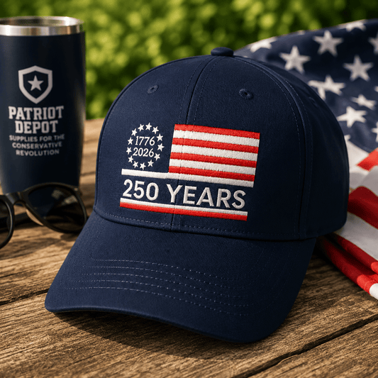 250 Years Betsy Ross 1776–2026 Embroidered Flag Hat – Patriotic Commemorative Cap