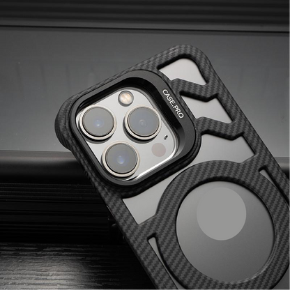 Carbon Fiber Hollow Frameless Lens Holder Magnetic Mobile Phone Case